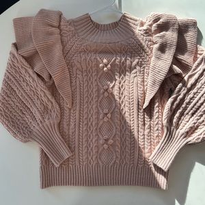 Vivi mock knit sweater ruffle sleeve